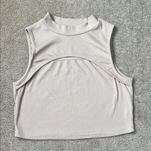 SHEIN Cream Ribbed Crop Top